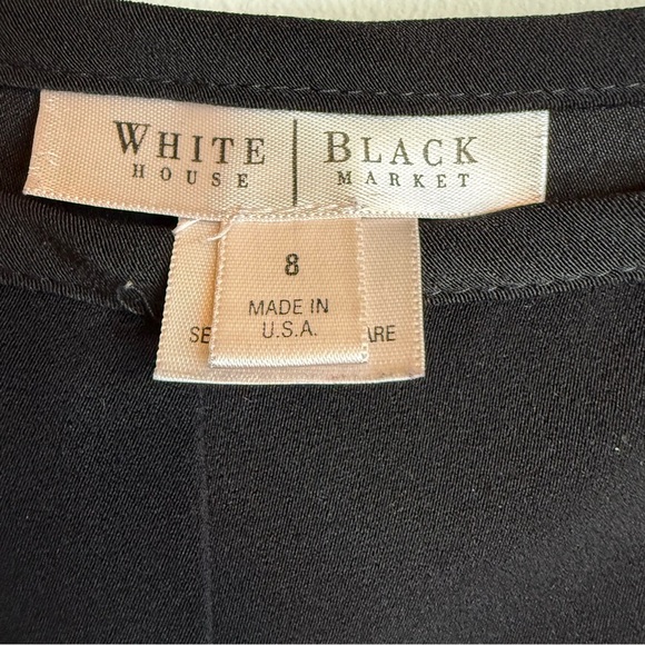 White House Black Market | Classic Black Wide Leg Pants with Side Zip | Sz 8 - Picture 5 of 7